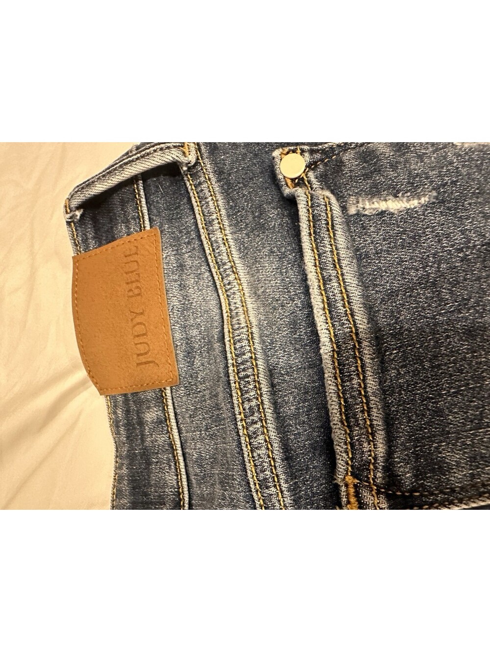Judy Blue Shorts Womens Large Blue Denim Distressed Cut Off Frayed Hem Stretch - Picture 7 of 9